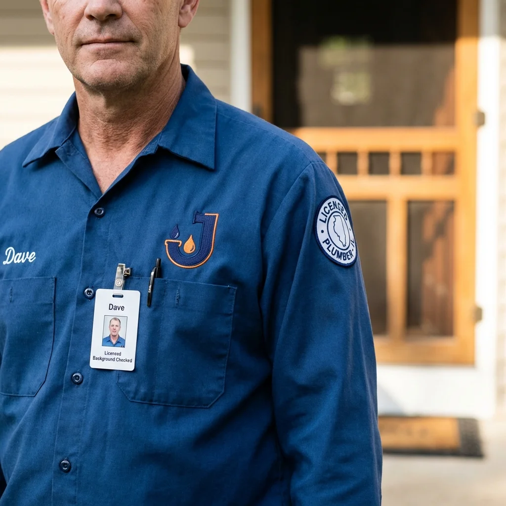 Licensed plumber showing ID badge in Berkeley Heights, NJ